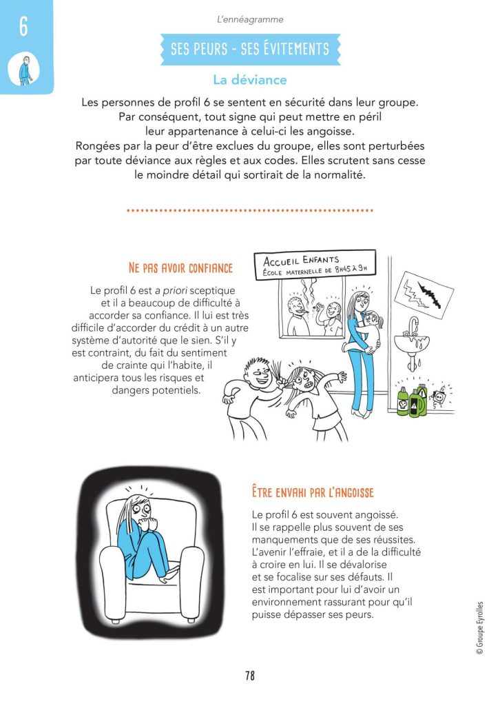 Une page illustrée du livre L’ennéagramme en BD aux éditions Eyrolles