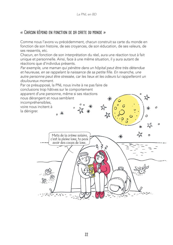 Une page illustrée du livre La PNL en BD aux éditions Eyrolles