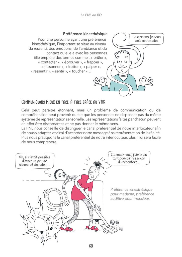 Une page illustrée du livre La PNL en BD aux éditions Eyrolles