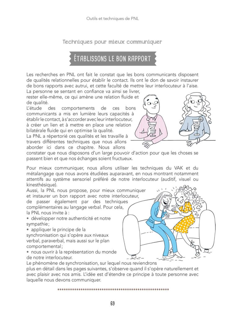 Une page illustrée du livre La PNL en BD aux éditions Eyrolles