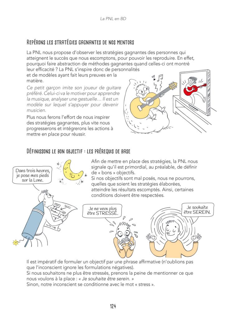 Une page illustrée du livre La PNL en BD aux éditions Eyrolles